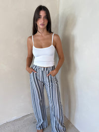 Striped Denim Pants