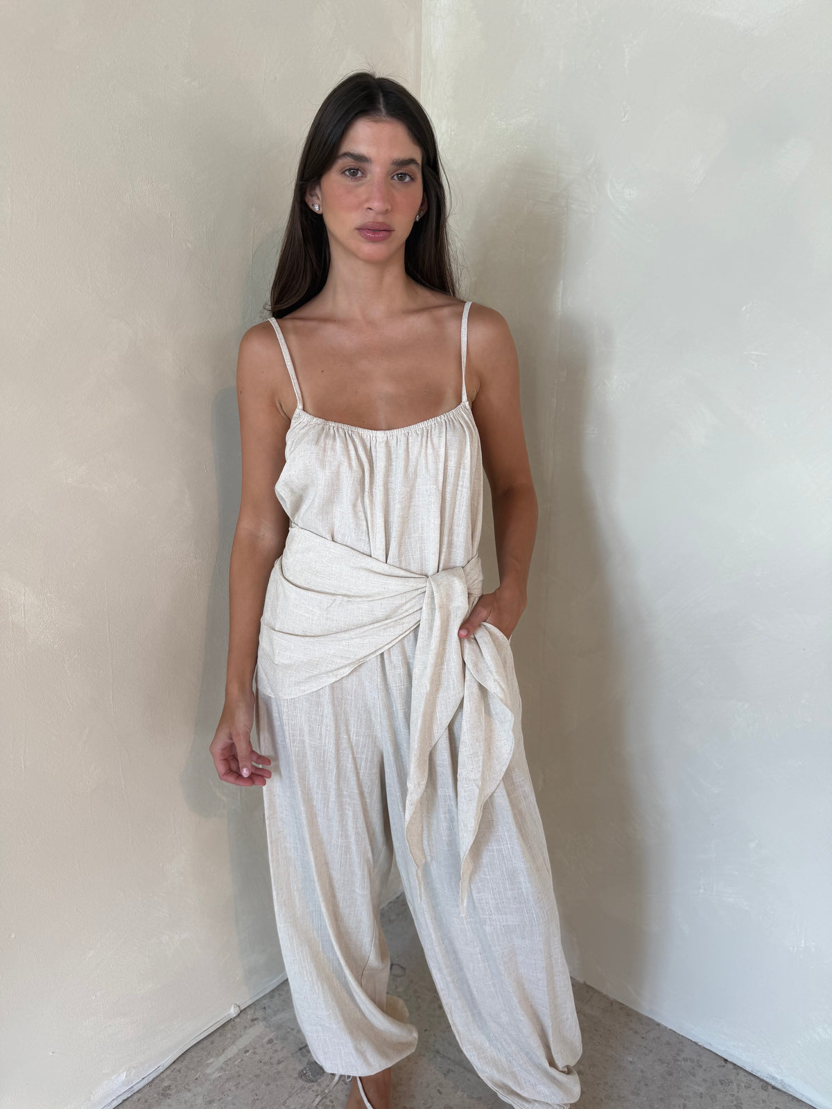 Strappy Jumpsuit with Scarf