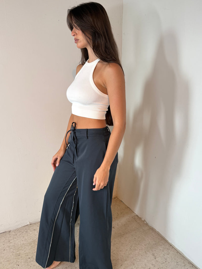Navy Zipper Trousers