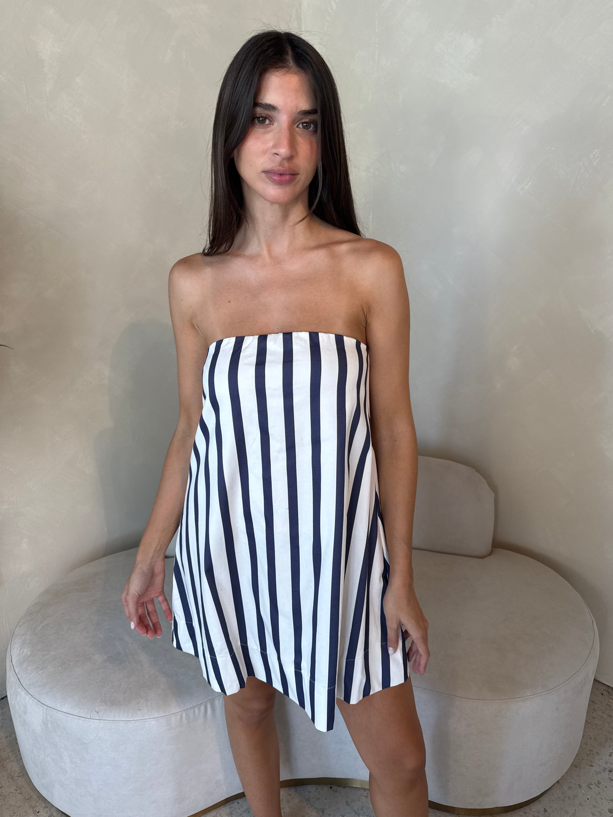 Navy Stripe Tube Dress