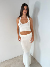 Flower Crochet White Set
