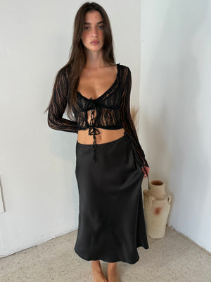 Black Bias Maxi Skirt