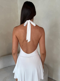 White Halter Mini Dress
