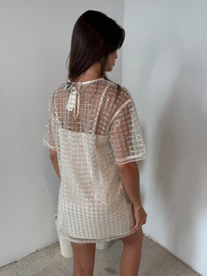 Sequins Cream Mini Dress