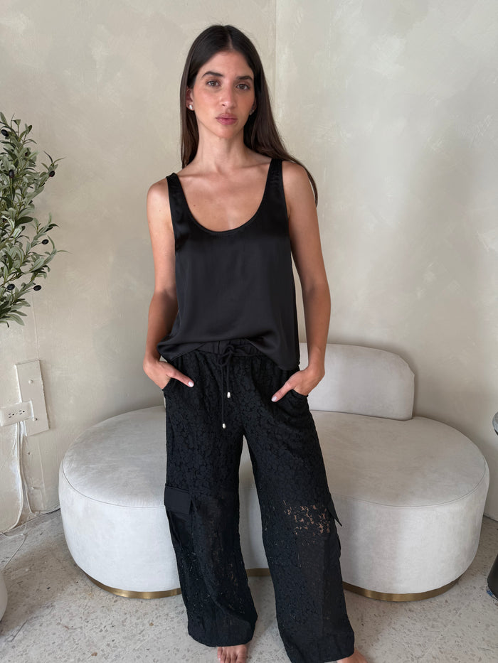Black Lace Woven  Pants
