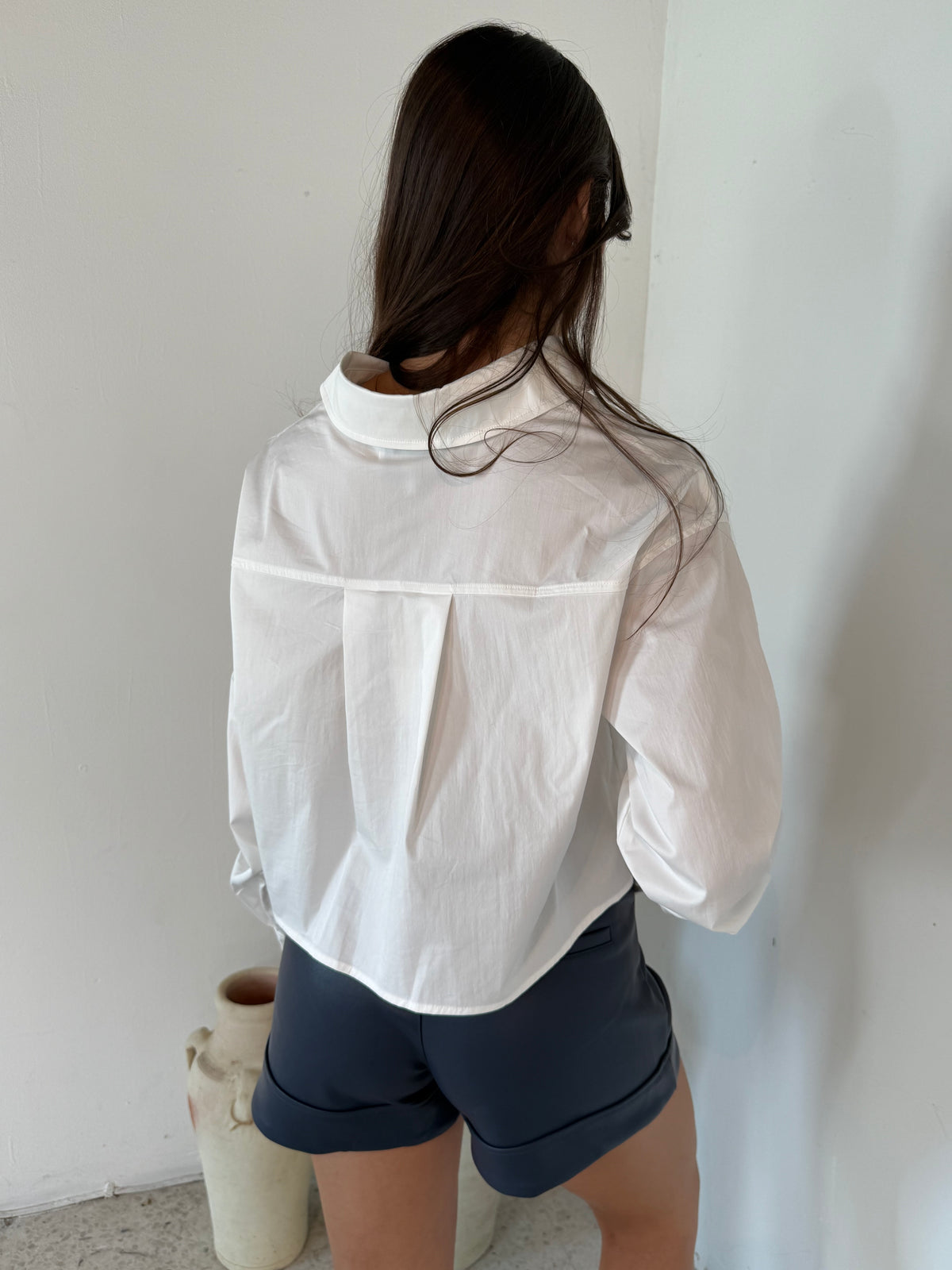 Blue PU Shorts