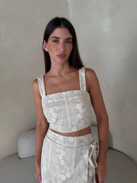 Embroidered  Crop Top And Skirt Set