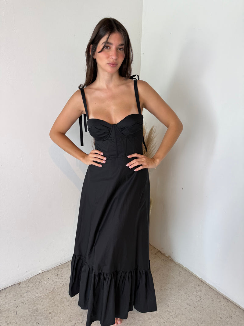Black Bustier Midi Dress