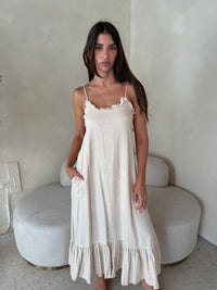Oat Linen Strappy Maxi Dress