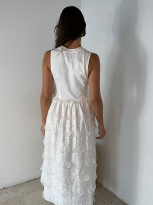 Mixed White Midi Dress