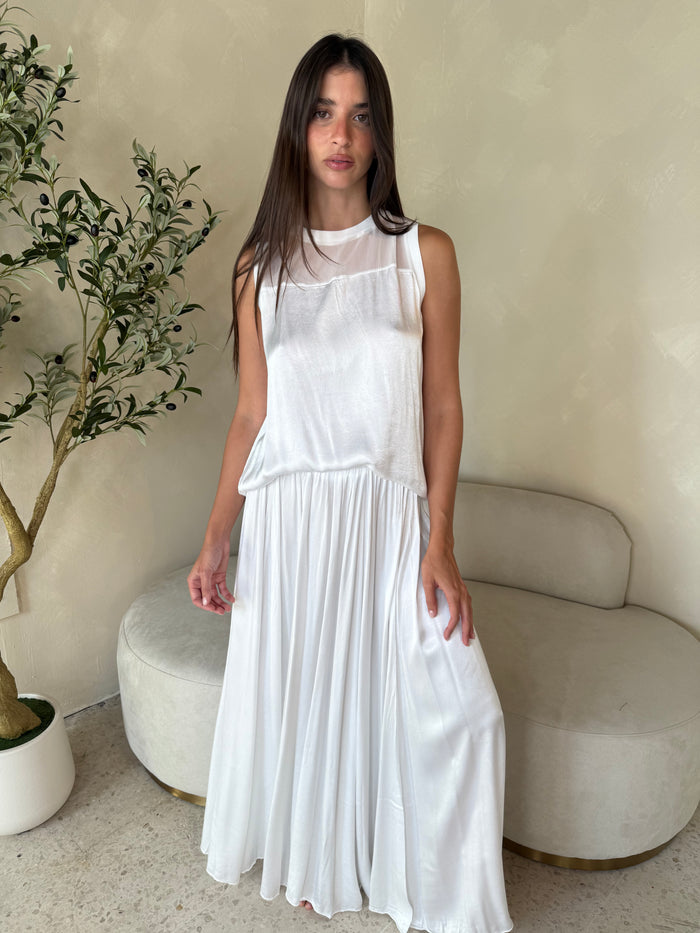 Chiffon Contrast Top & Skirt Set