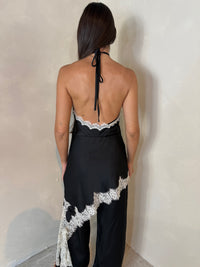 Satin Lace Halter Jumpsuit