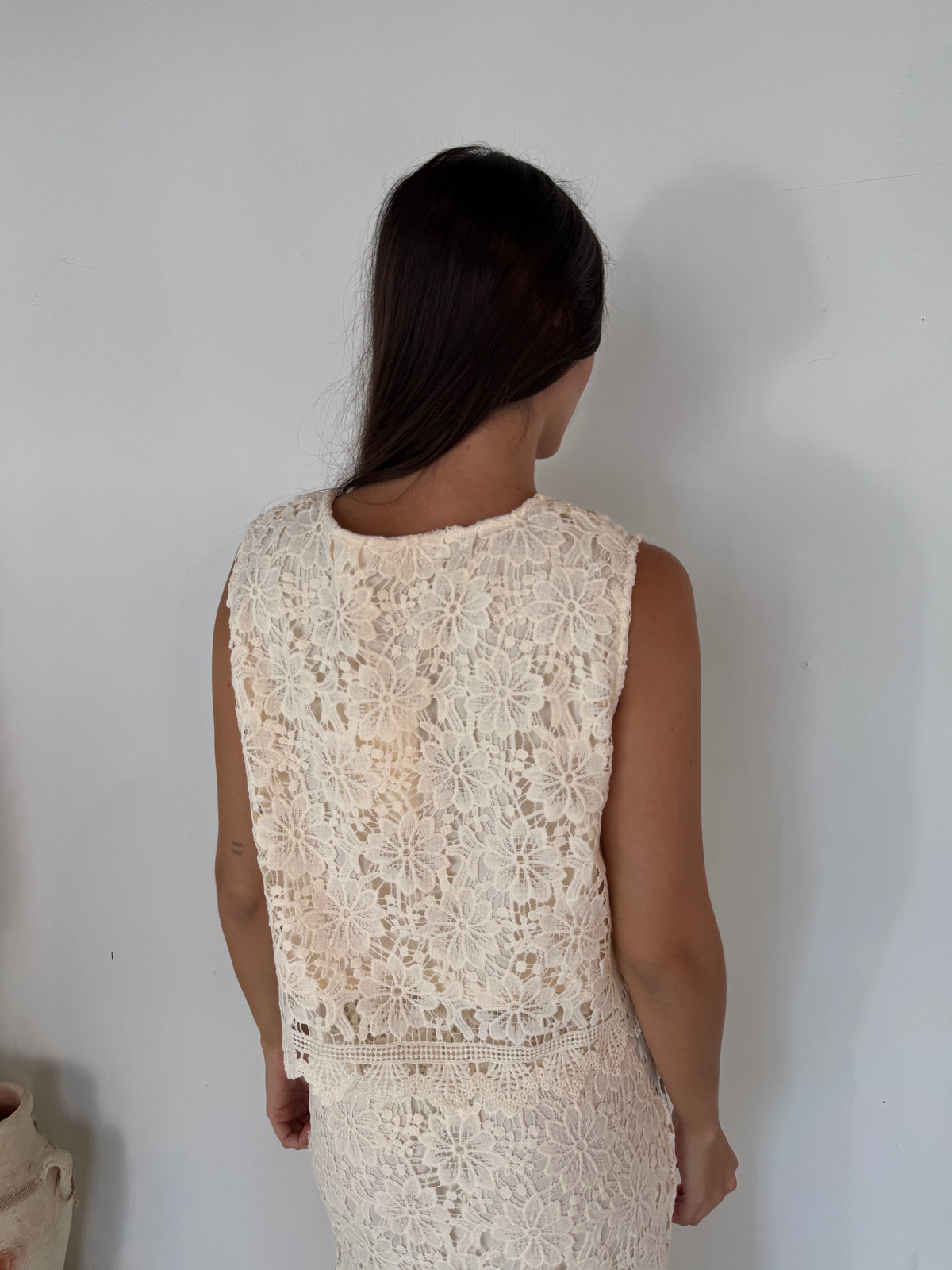 Crochet Sleeveless Top And Skirt Set