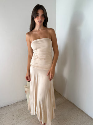 Strapless Ruched Maxi Dress