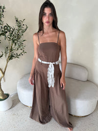 Lace Tie Wide Leg Jumsuit