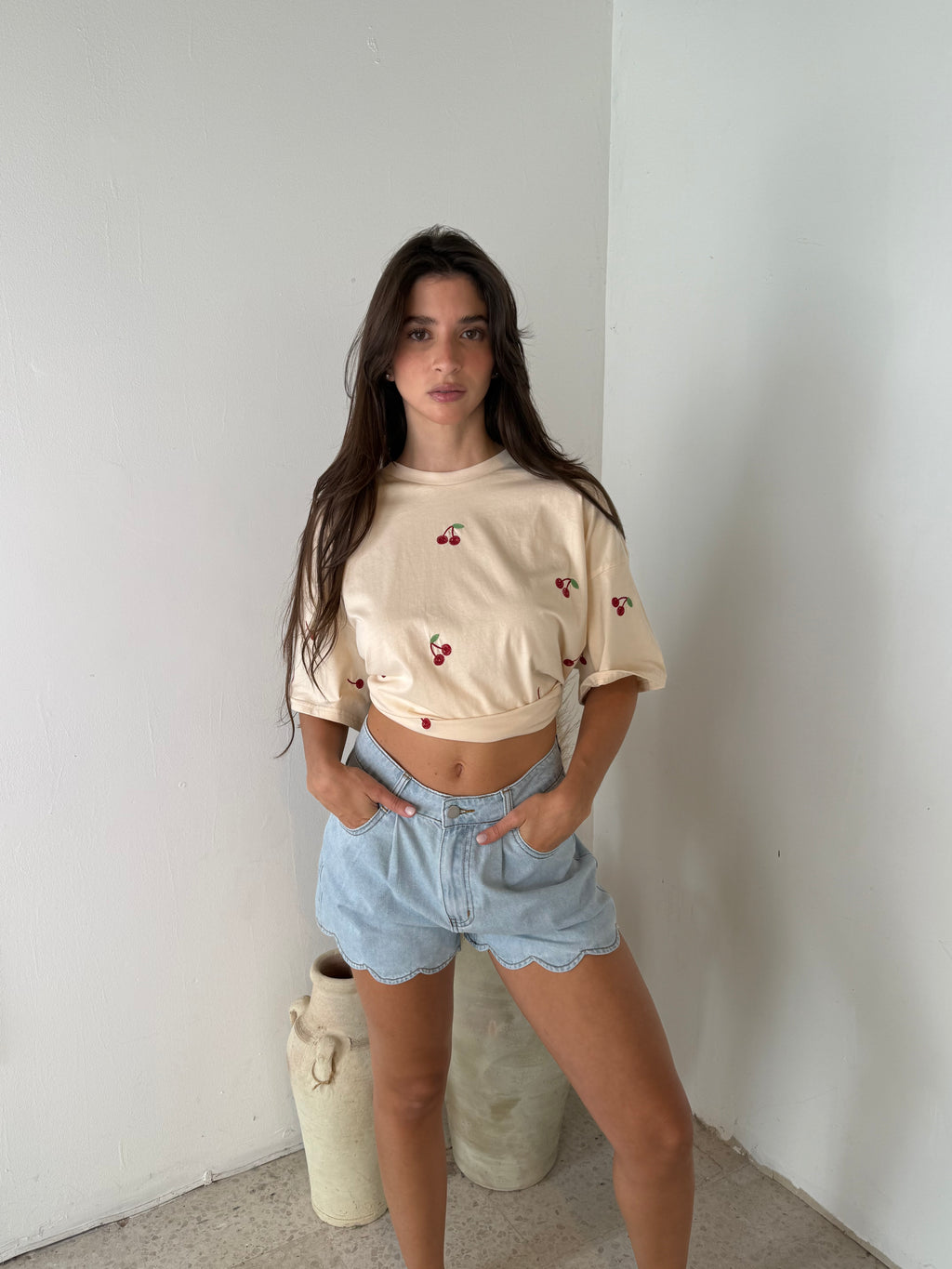 Light Blue Scallop Short