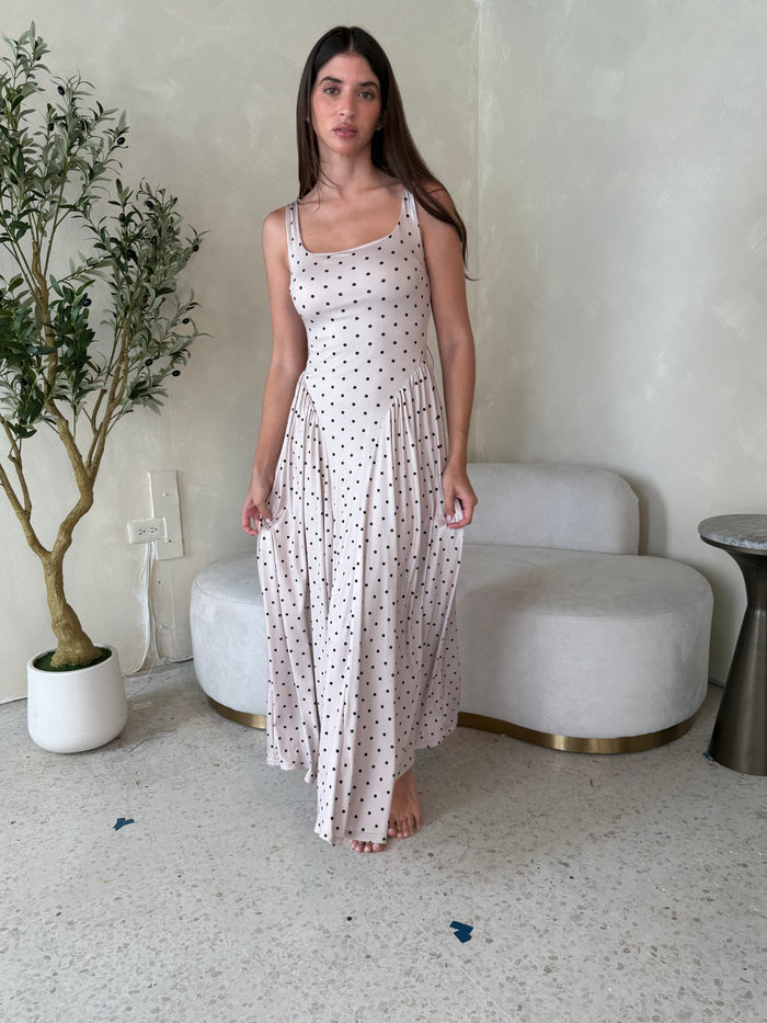 Polka Jersey Maxi Dress