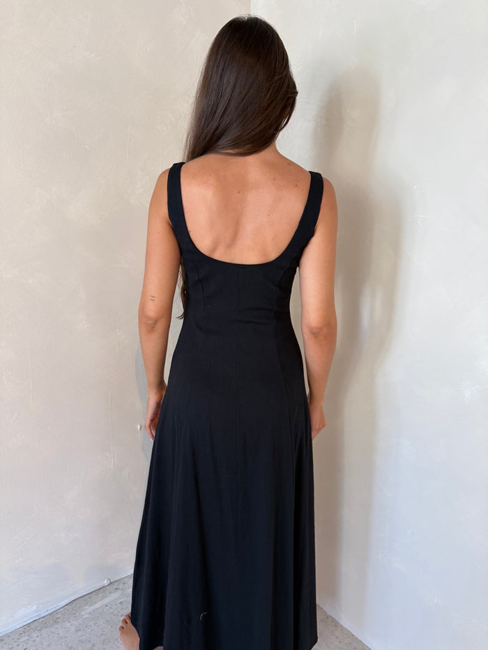 Stretchy Linen Midi Dress