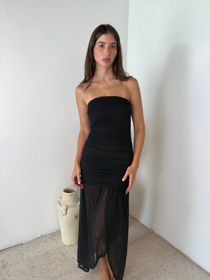 Black Mesh Tube Dress