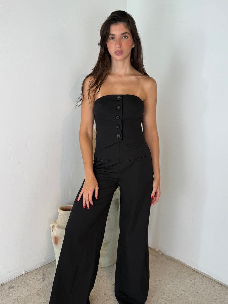Solid Strapless Tube Top & Pant Set