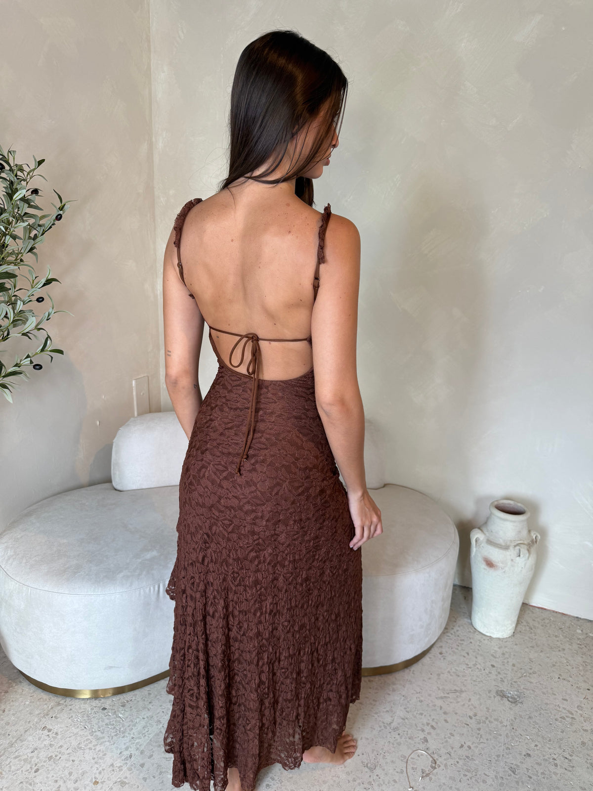Textured Ruffle Maxi Dress