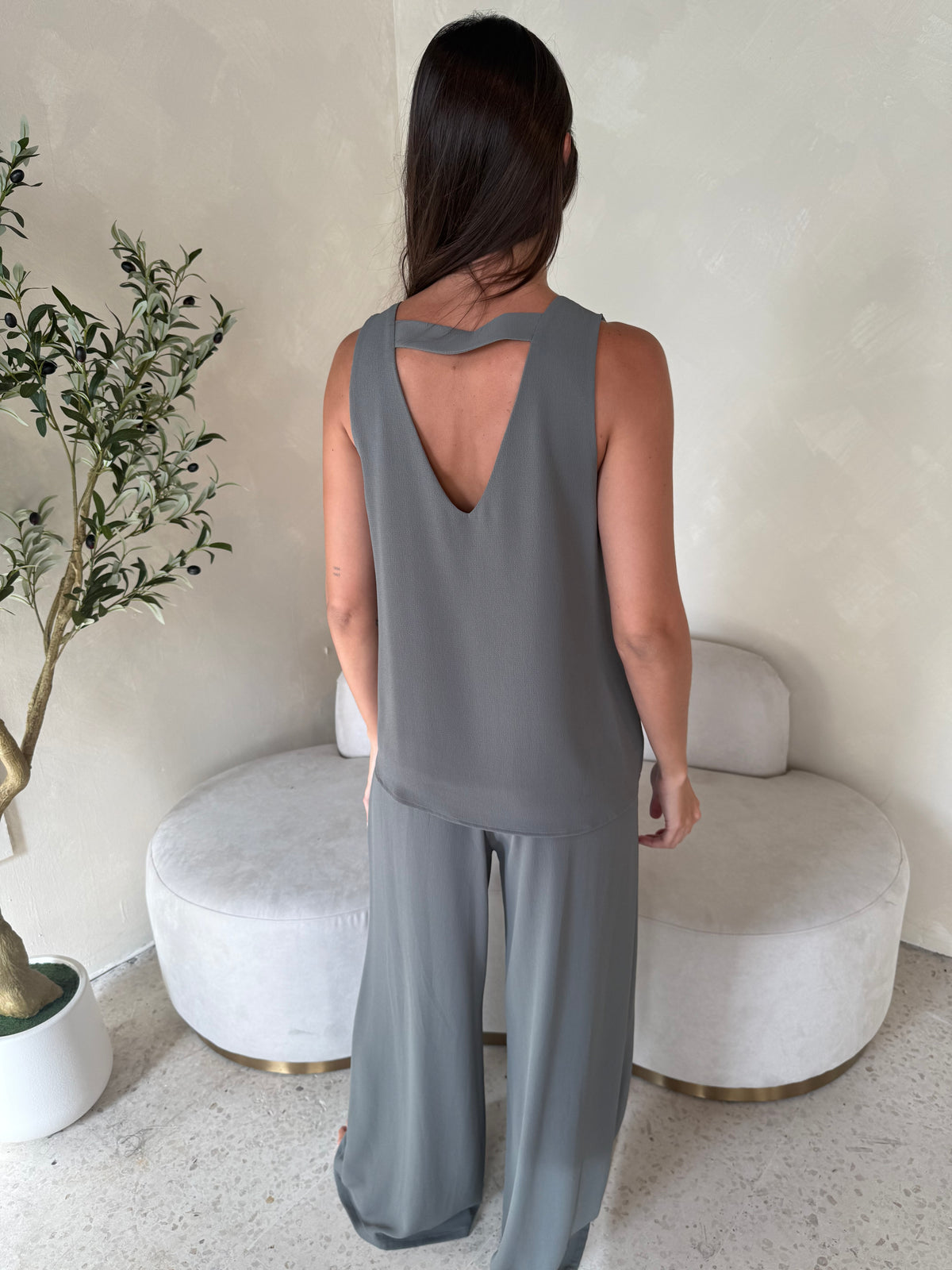 Grey Textured Top & Pant Set