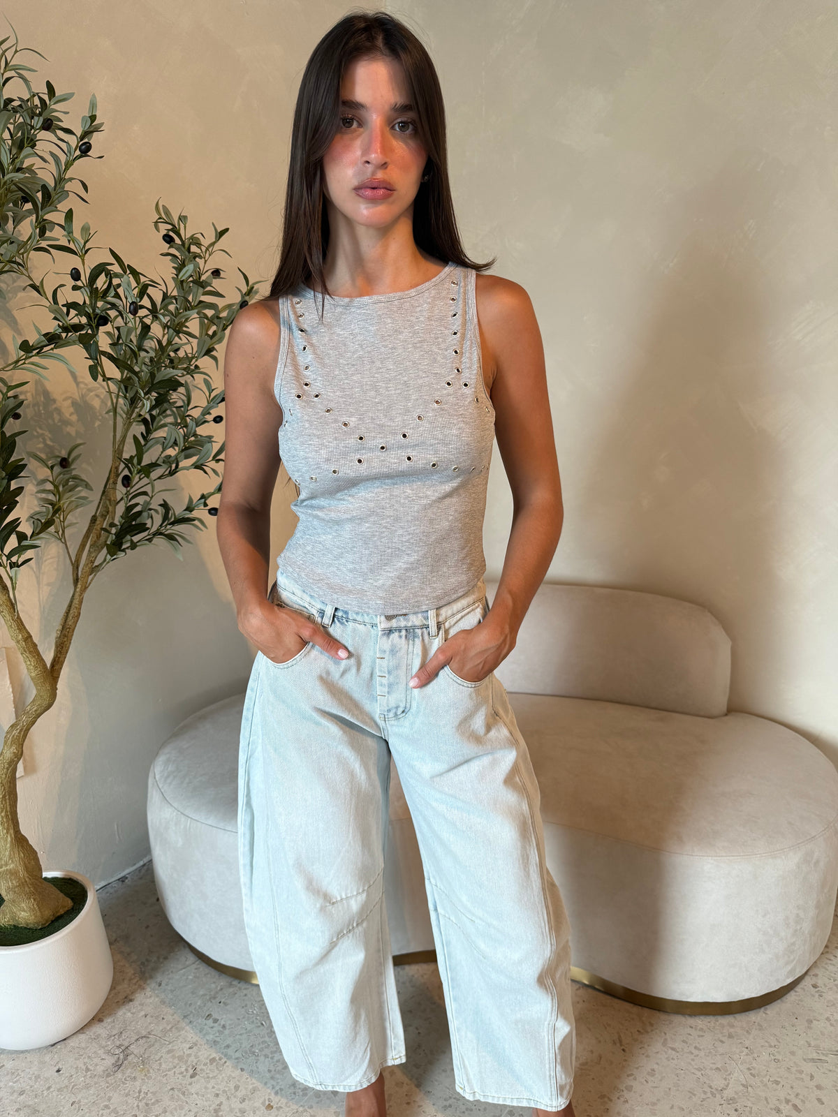 Light Wash Barrel Jeans