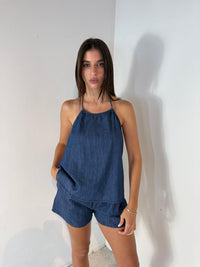 Denim Halter Top & Short Set