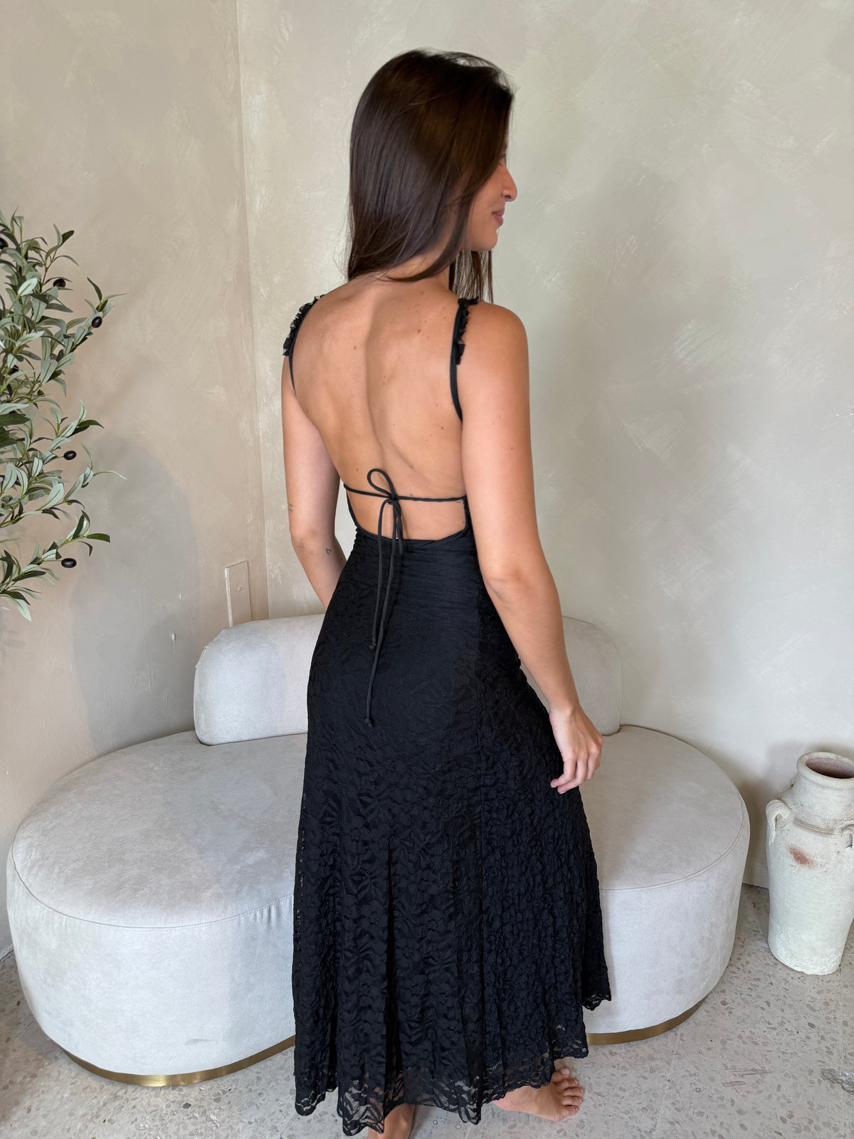 Textured Ruffle Maxi Dress