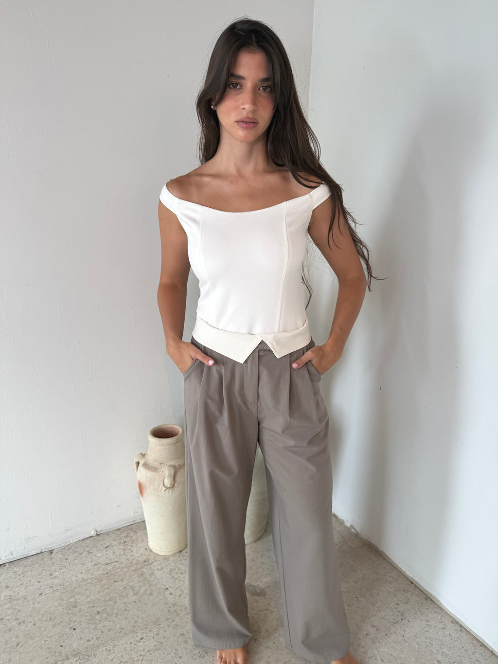 Front Pleated Wide Leg Pants