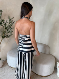 Striped Halter Wrap Top & Pant Set