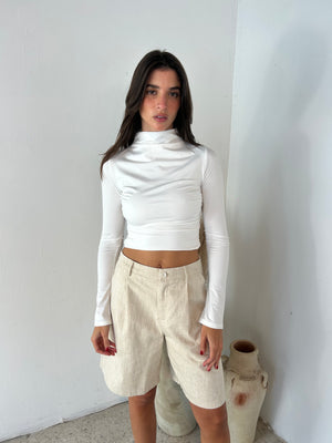 Cotton Linen Bermuda Pants