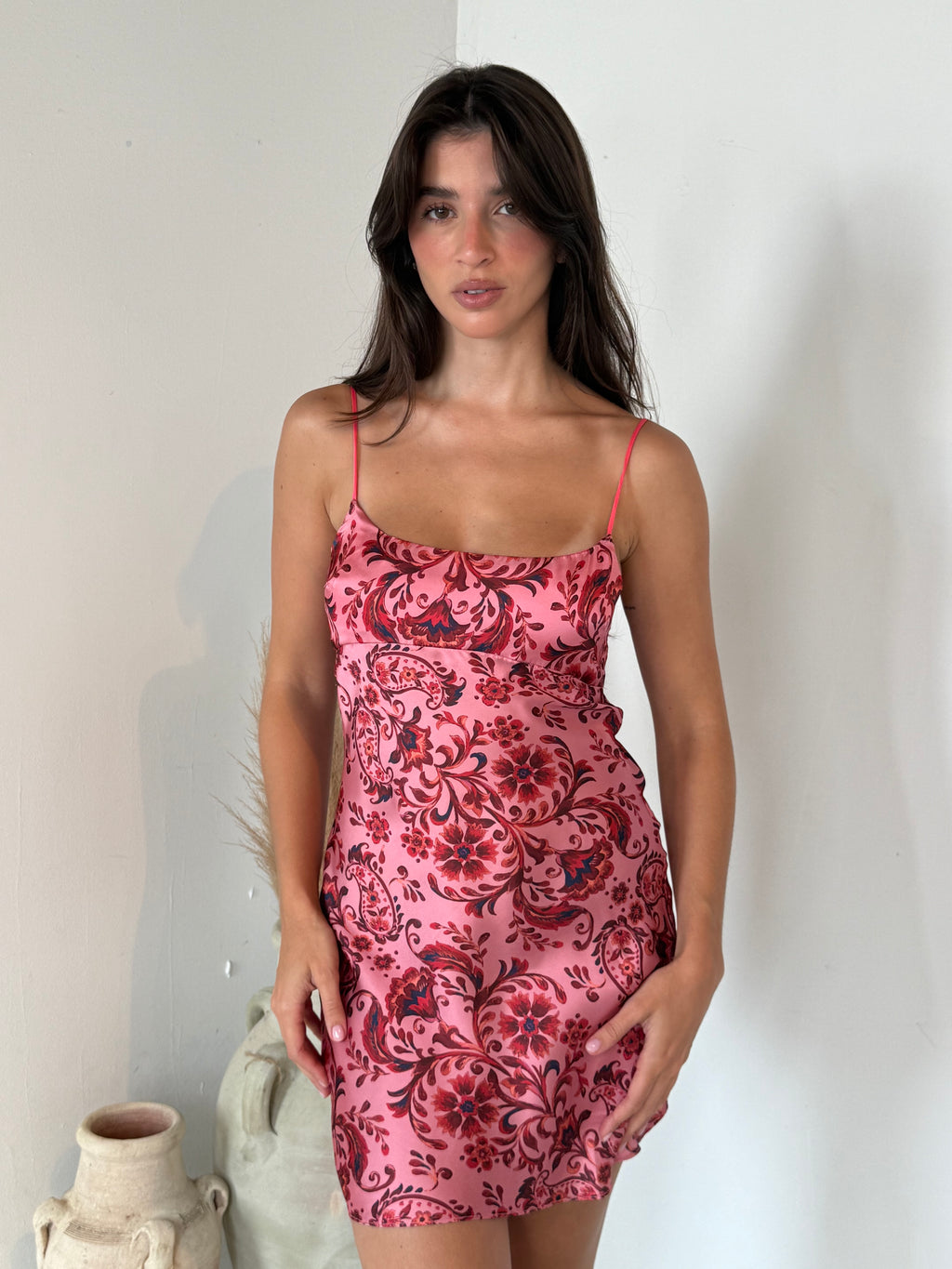 Satin Printed Strappy Dress