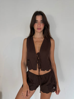 Brown Vest & Short Set