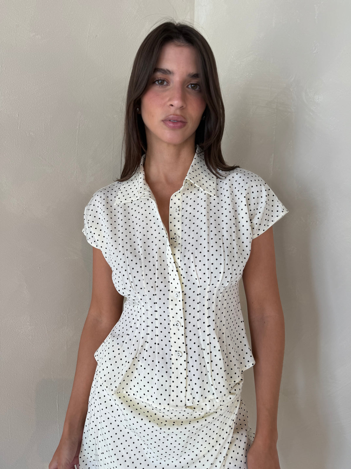 Polka Button Down Top & Skort Set