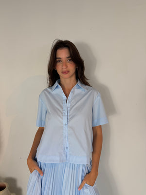 Baby Blue Pleated Set