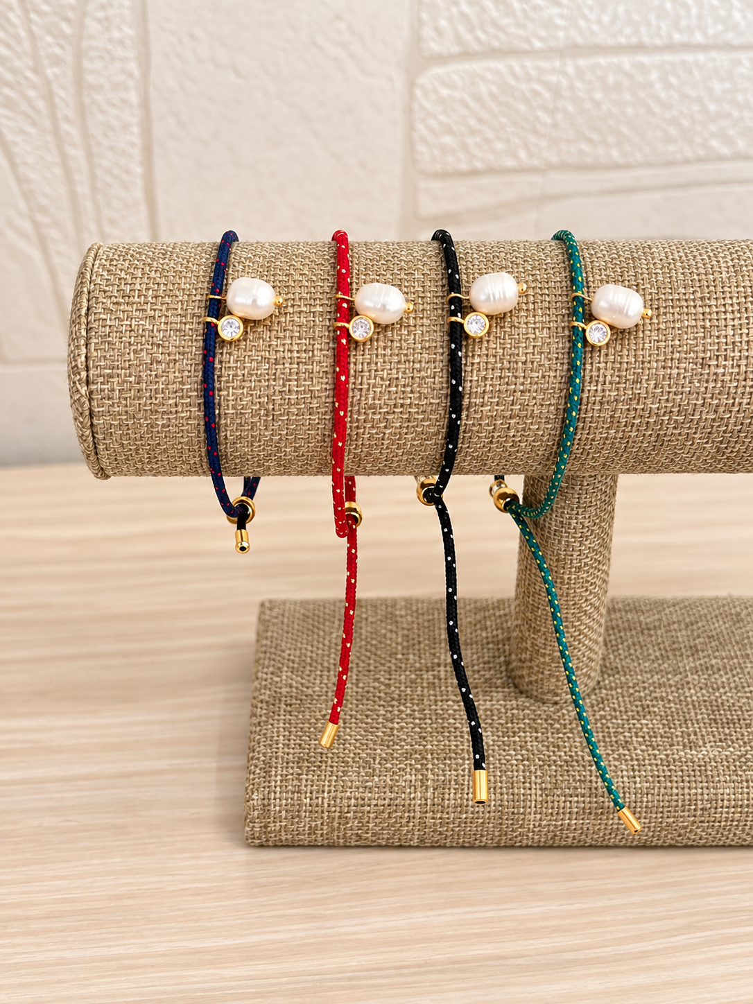 String Pearl Charm Bracelet