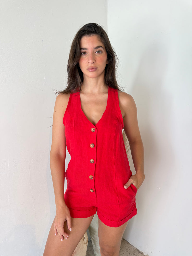Buttondown Linen Romper