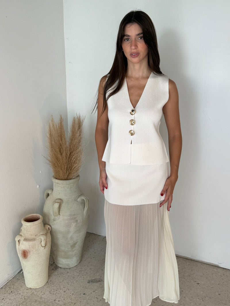 White Vest & Skirt Set