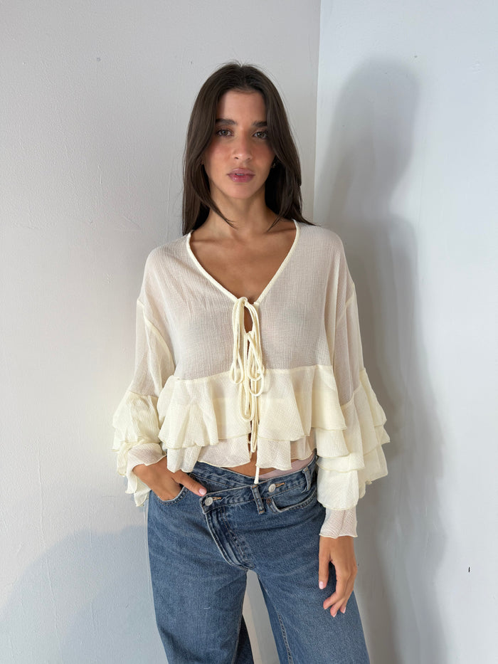 Sheer Ruffle Blouse