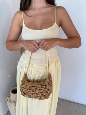 Straw Zip Mini Shoulder Bag