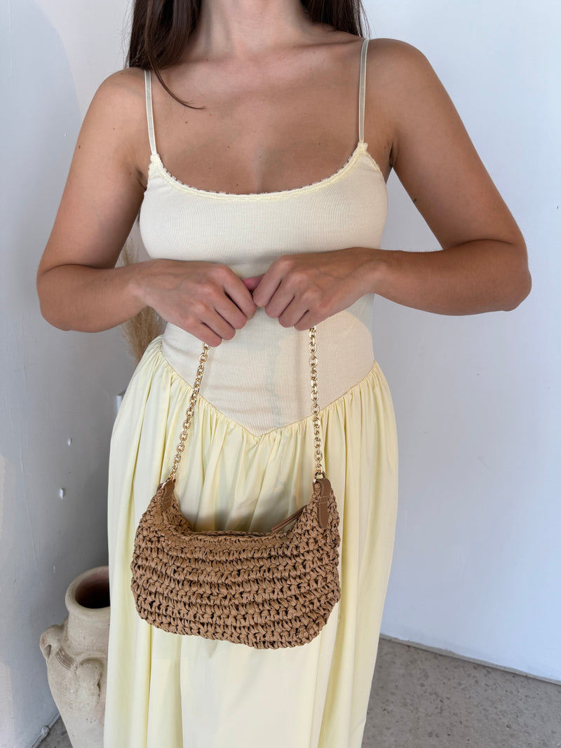 Straw Zip Mini Shoulder Bag