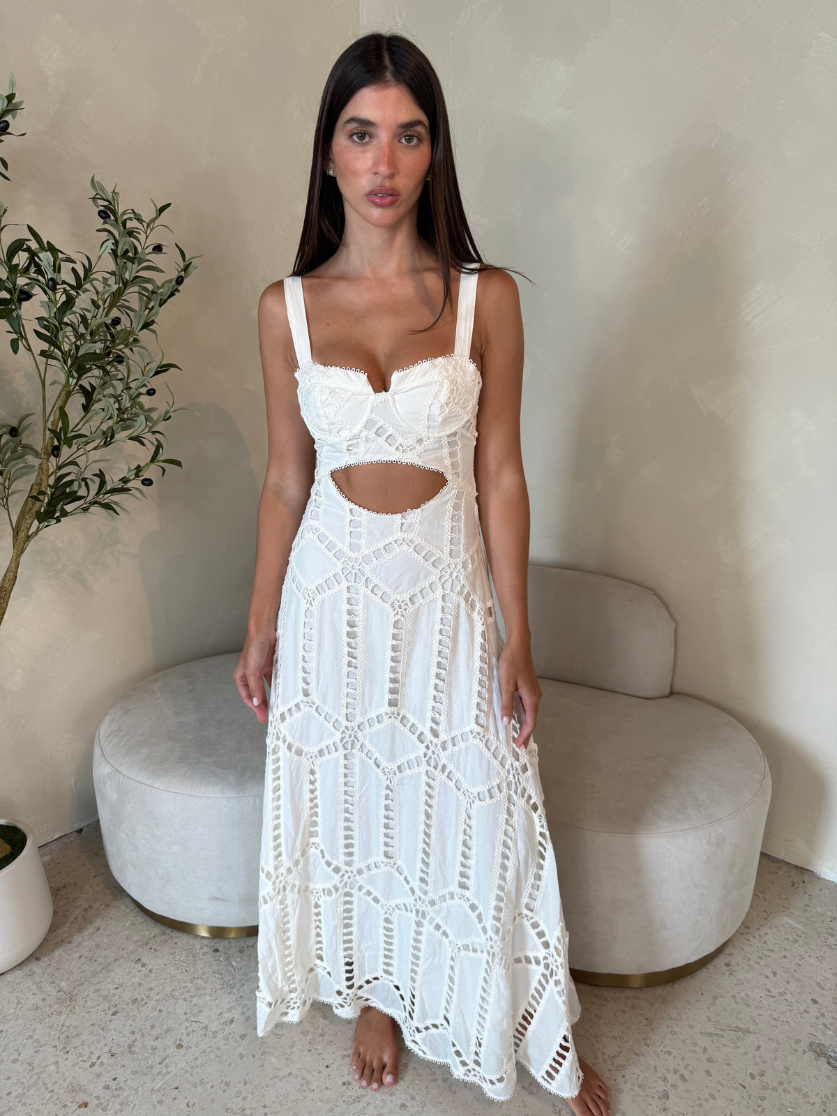 Embroidered Bustier Long Dress