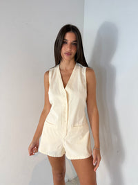 Cream Button Down Romper