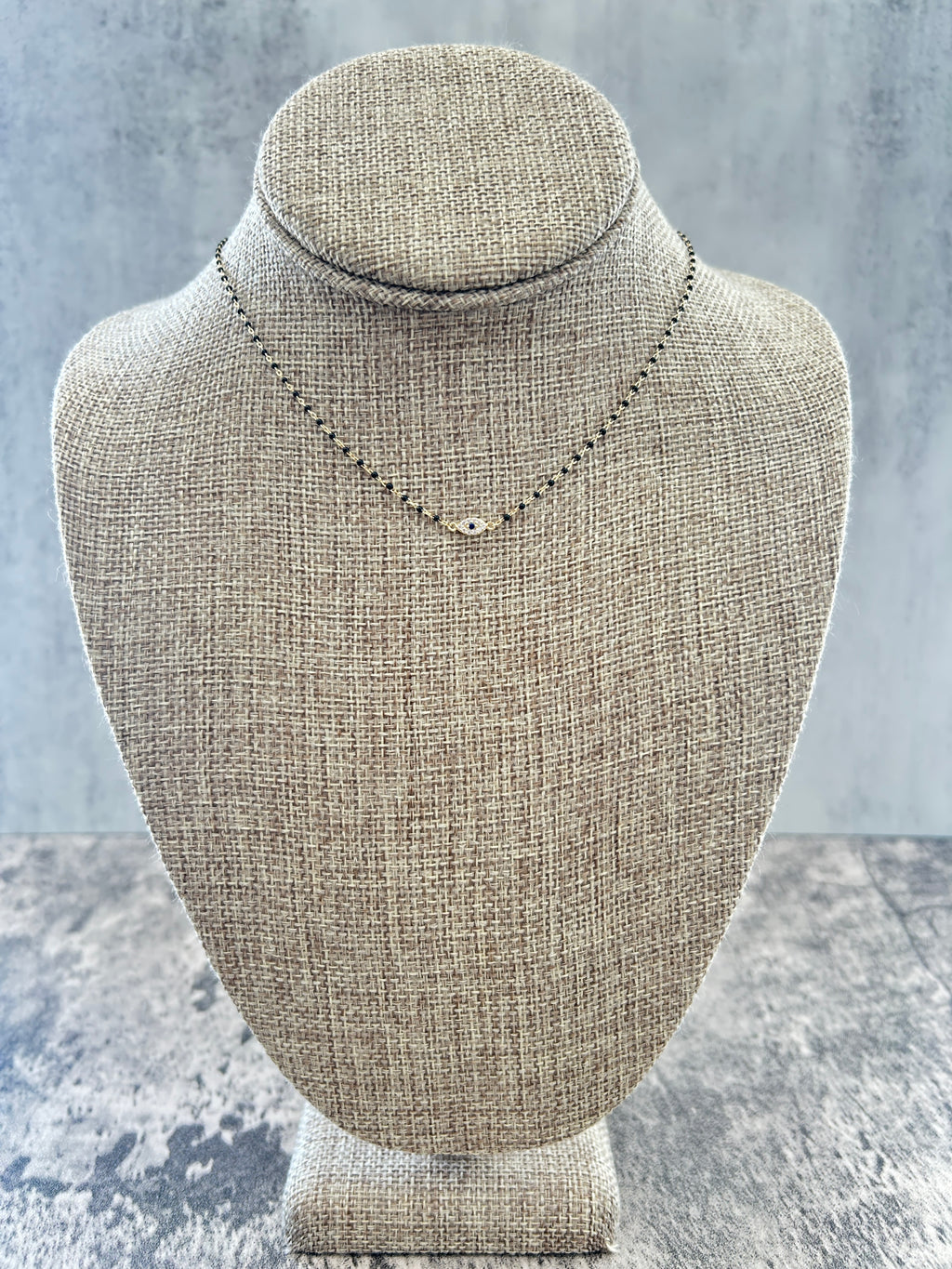 Black Beaded Evil Eye Necklace