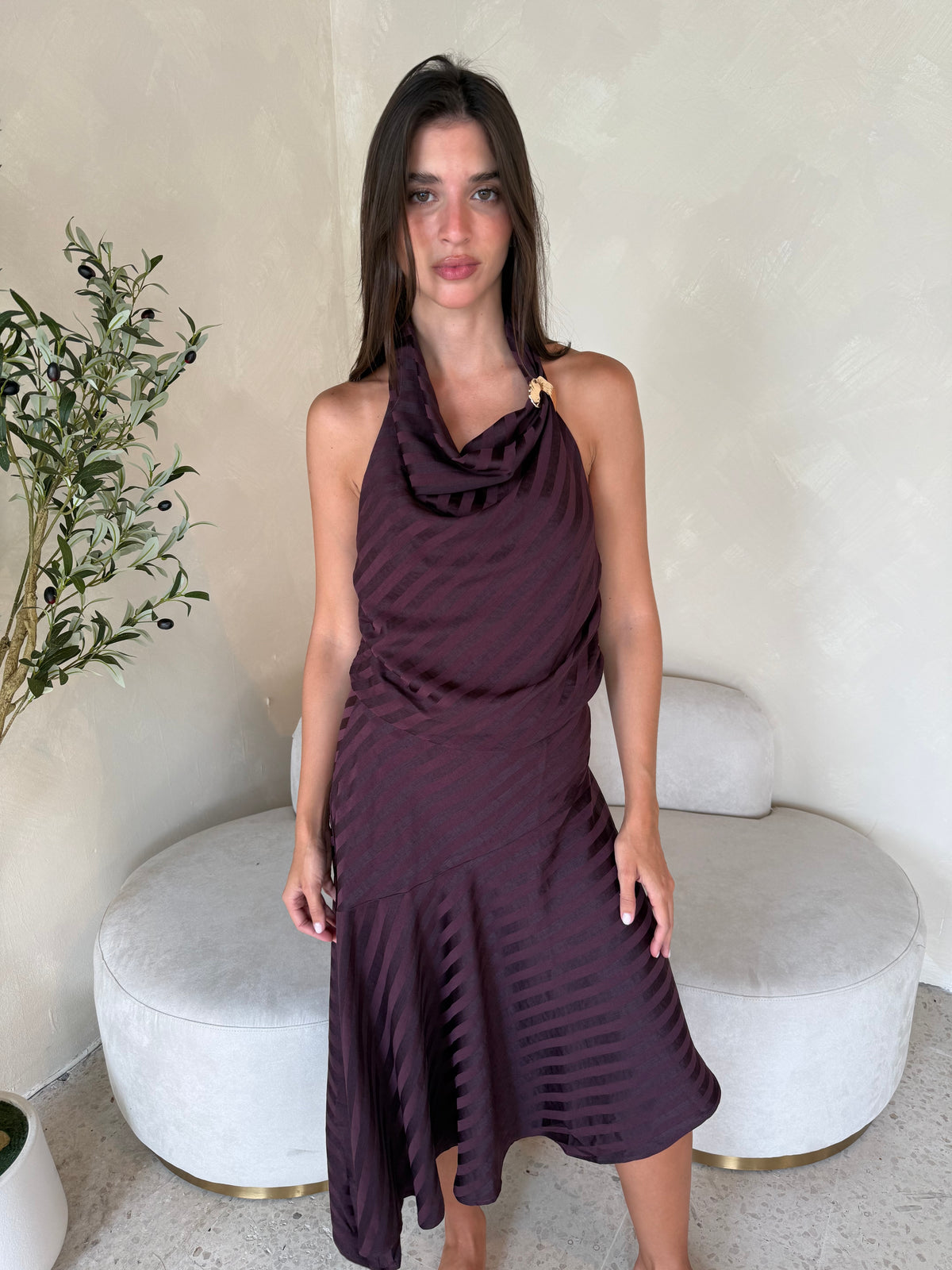 Plum Satin Top & Skirt Set