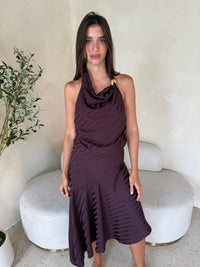 Plum Satin Top & Skirt Set