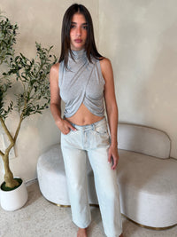 Light Denim Straight Pants