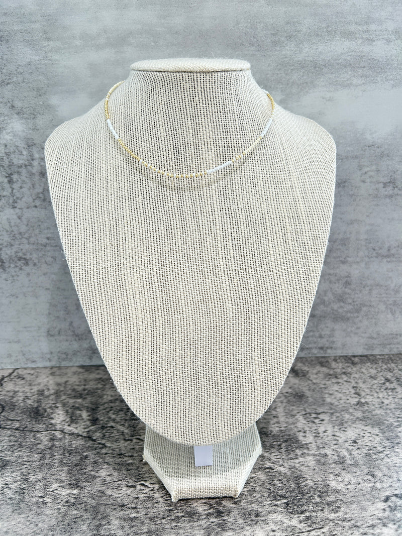 White Tiny Beaded Necklace