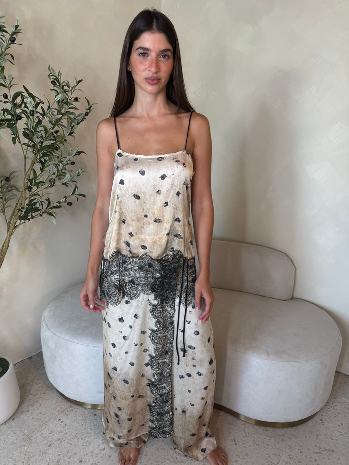 Satin Lace Printed Set